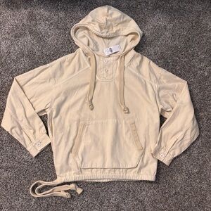 American Eagle Outfitters cream Hoodie adventure canvas Drawstring NWT Xs